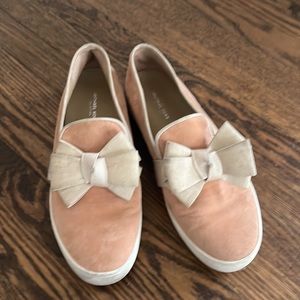 Michael Kors Suede Bowed Slip On Loafers with Bow
